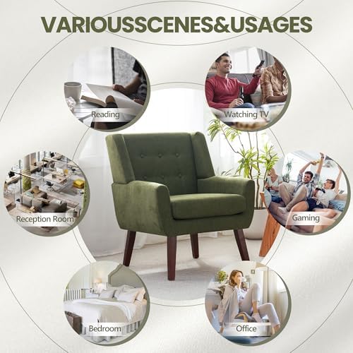 HUIMO Accent Chair for Living Room,Upholstered Button Fabic Armchair Chair | ...