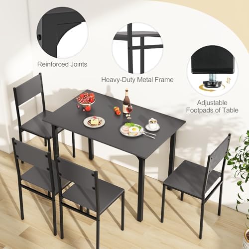 GIANTEX Dining Table Set for 4, 5-Piece Modern Kitchen Table and Chairs with ...