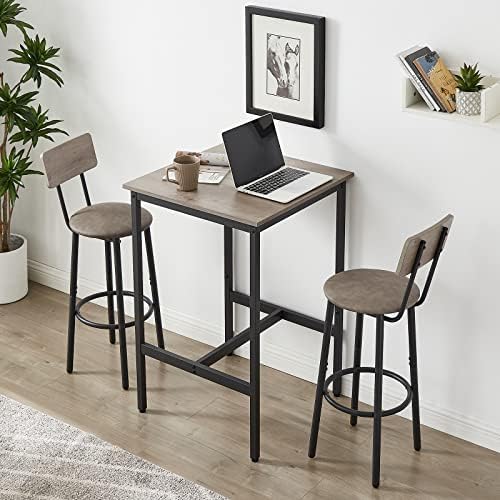 CALABASH 3-Piece Bar Table and Chairs Set for Small Space, Bar Set with Squar...