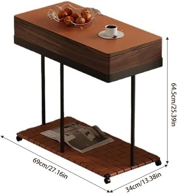 Sofa Side Table Cabinet Art Wood Movable Bedside Storage Rack Furniture Decor...
