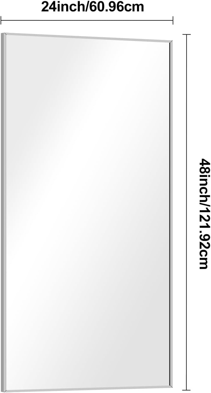 BONEWEI Silver Bathroom Mirror,24x48 inch Wall Mirror for Bathroom Wall Mount...