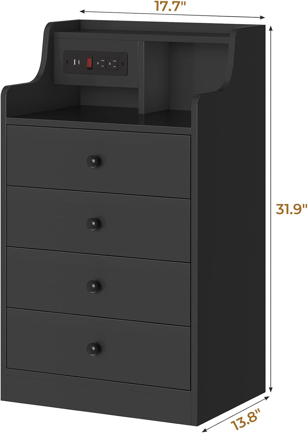 ADORNEVE Black Nightstand Set of 2,Bedside Table with 4 Drawers | Night Stand...