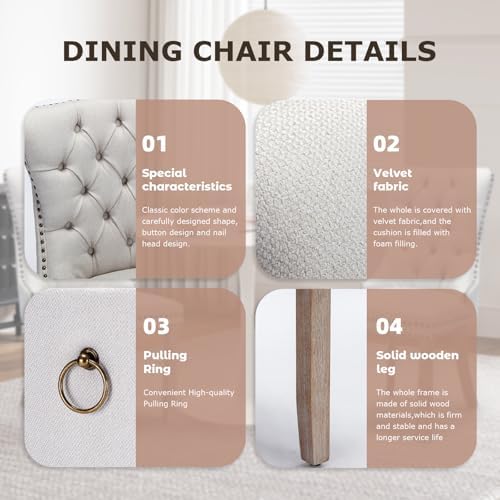3-Pieces Dining Sets, 31.5" Round Dining Table Set with 2 Velvet Upholst...