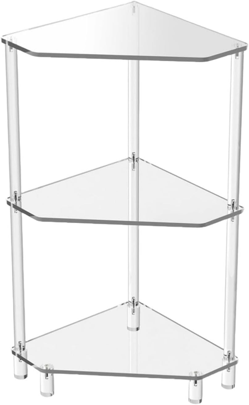 65cm / 25.6in Clear Acrylic Triangle End Table,3 Tier Acrylic Corner Side Tab...