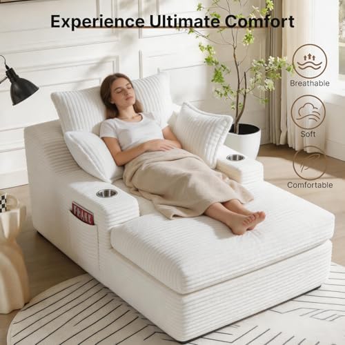 Oversized Chaise Lounge Chair Indoor, Upholstered Sleeper Sofa Bed | Couch wi...