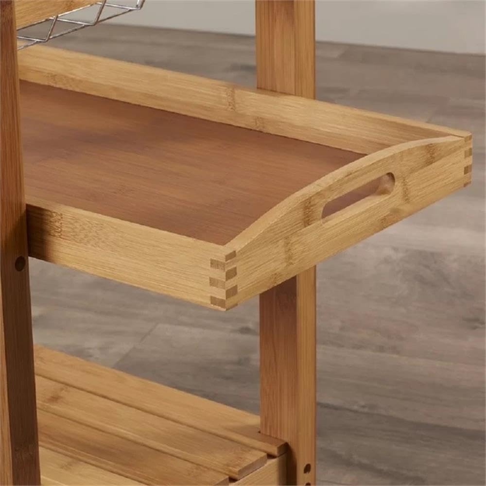 Boraam Aya Bamboo Kitchen Cart with Stainless Steel Top