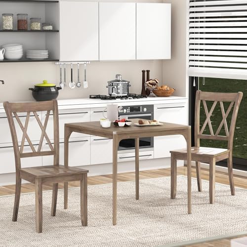 GOFLAME Wooden Dining Chairs Set of 4, Mid-Century Farmhouse Kitchen Side Cha...