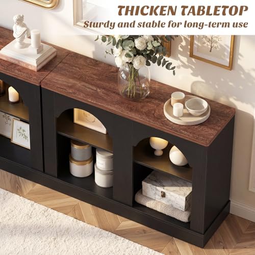 Unikito 94" Long Arched Console Table with LED Light & Adjustable Shelf