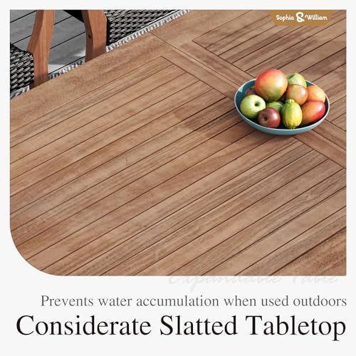 Sophia & William Outdoor Wood Dining Set for 8, Expandable Acacia Table