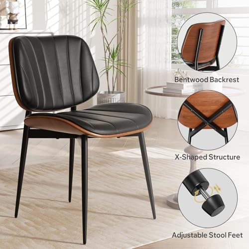 Dining Chairs Set of 6, Mid Century Modern Dining Room Chair, Upholstered Fau...