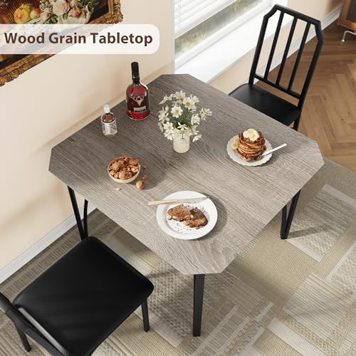 GAOMON 3-Piece Dining Table Set for 2, Modern Kitchen Table with Chamfered De...