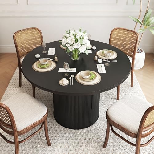 weselon 47 inch Round Dining Table for 4, Kitchen Table Dinner Table with 2-L...