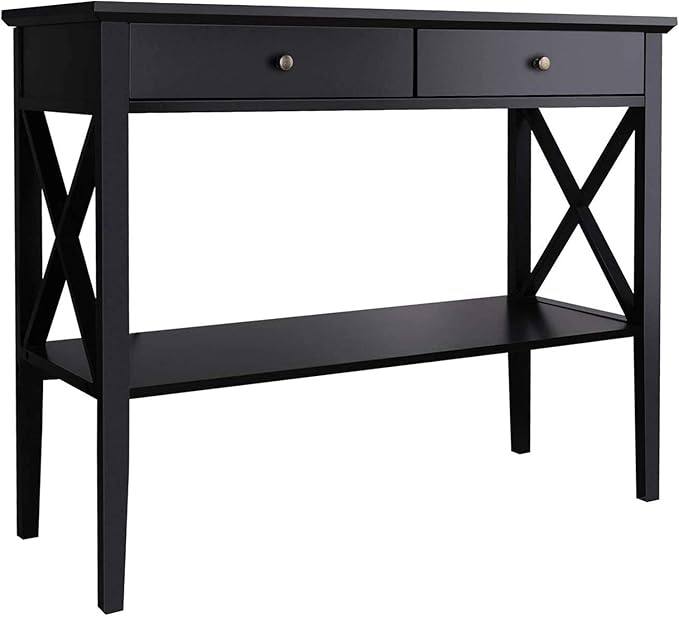 ChooChoo Console Table with Drawers, Narrow Wood Accent Sofa Table Entryway T...
