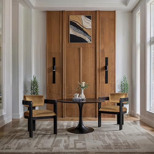 Meridian Furniture Sacha Velvet/Rubberwood Dining Chair, Saddle, Set of 2