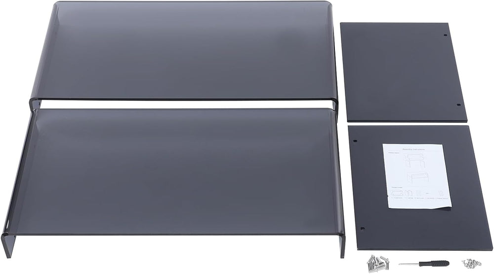 Acrylic Side Table 2-Tier - Modern Rectangular Open Storage Coffee Table, Cle...