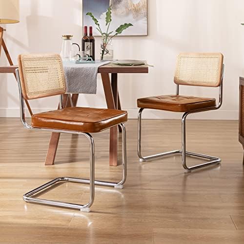 Zesthouse Natural Rattan Dining Chairs Set of 6, Modern Cesca Kitchen Chair
