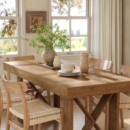Little Tree 63-Inch Dining Table for 4-6 People, Farmhouse Thick Appearance D...