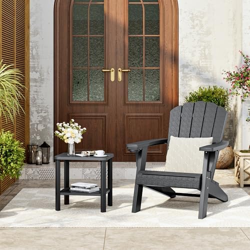 KAMABOKO Outdoor Side Table Set of 2, 2-Tier Adirondack Square Patio Table, H...