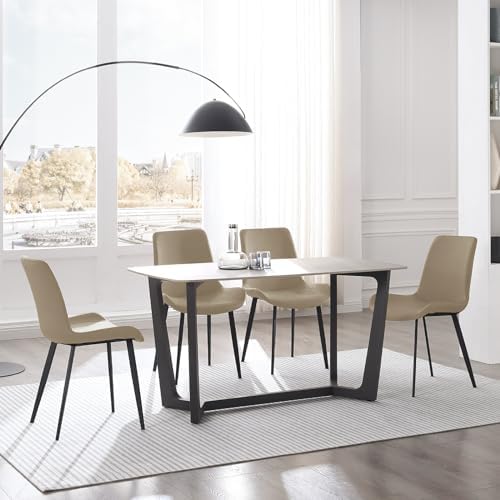 Dining Chairs, Modern PU Leather Dining Room Chair with Sturdy Metal Legs, Up...