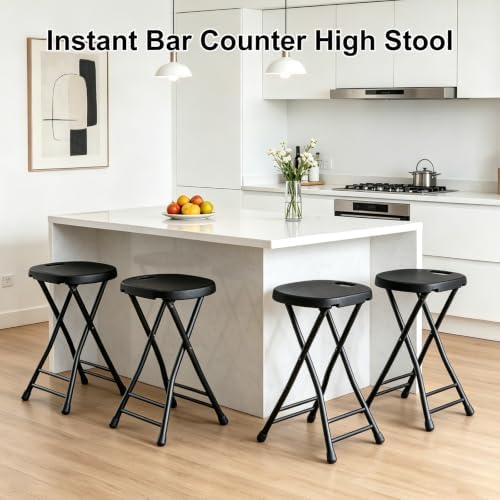 Folding Stool, 18 Inch Foldable Stool with Handle & Steel Frame, Pack of ...