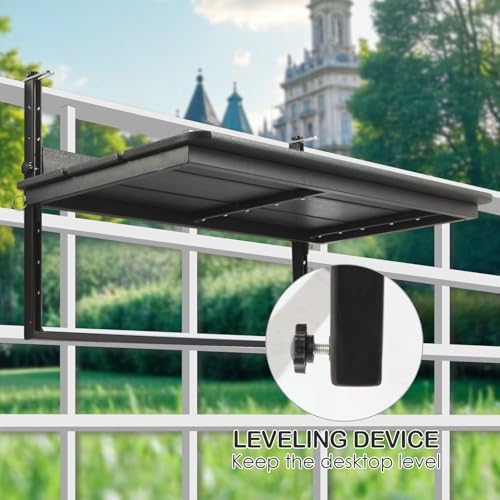 HDPE 39.3" Outdoor Folding Balcony Bar Table for Railings, Black