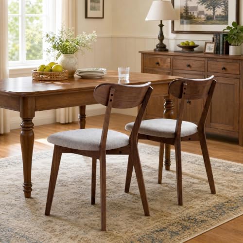 100% Solid Oak Dining Chairs, Mid Century Modern Dining Chair with Curved Bac...