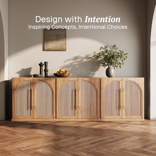 BELLEZE Set of 3 Jagger Sideboard Buffet Cabinet - Camel