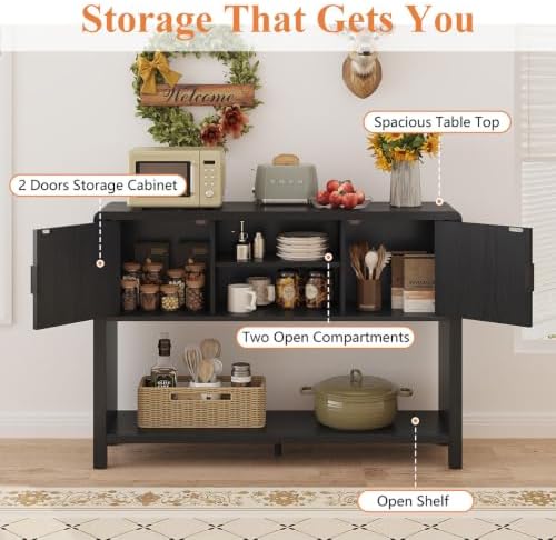 FATORRI Console Sofa Table with Storage for Entryway, 43.31" Black