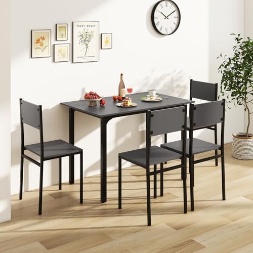 GIANTEX Dining Table Set for 4, 5-Piece Modern Kitchen Table and Chairs with ...