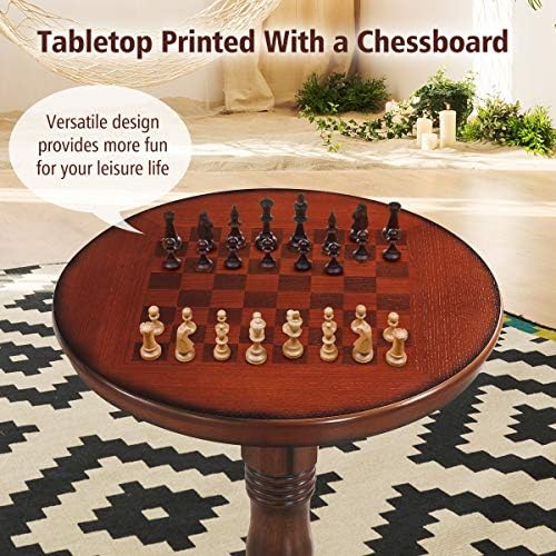 GIANTEX Round Dining Table, 30" D X 41.5" H, Wooden Pub Pedestal Si...