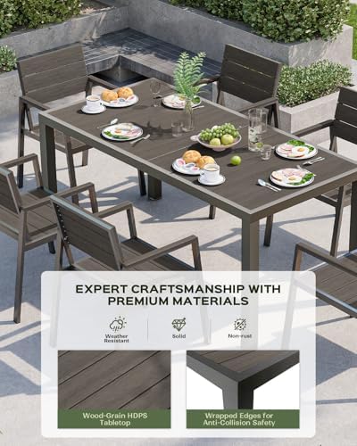Vexwalx Outdoor Dining Set, Aluminum Dining Table Set for 6, Patio Table and ...