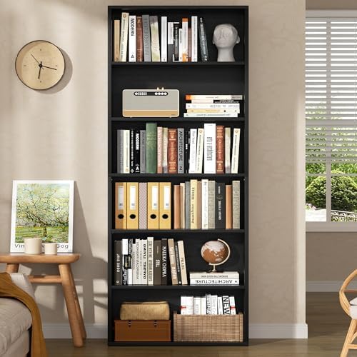 Shintenchi Bookshelf,6-Tier Open Bookcase and Bookshelves,6 Shelf Display Sto...