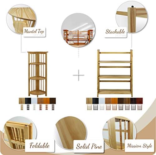 Casual Home 3-Shelf 27.5" Wide Folding Stackable Bookcase, Natural (New)