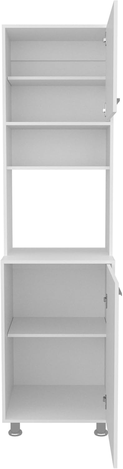 Kitchen Pantry with 2 Doors and 5 Shelves in White | Tall vertical design wit...