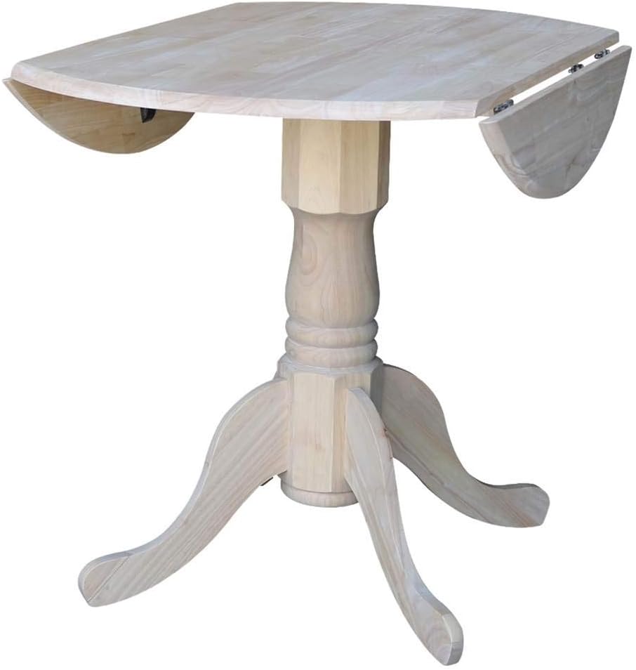 IC International Concepts 36" Solid Wood Dual Drop Leaf Table, Unfinished