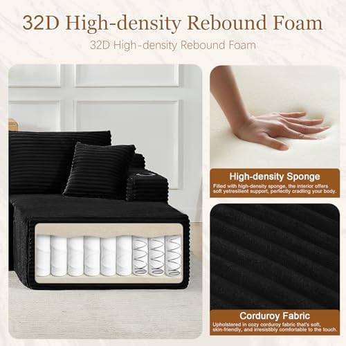 134 Inch Modular Sectional Sleeper Sofa, Cloud Couch for Living Room, U Shape...