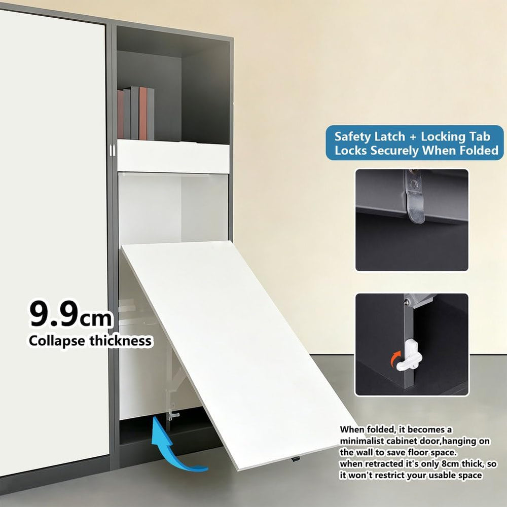 AIZYR Hidden Folding Table, Wall Foldable Table Accessories Table Shelves Flo...