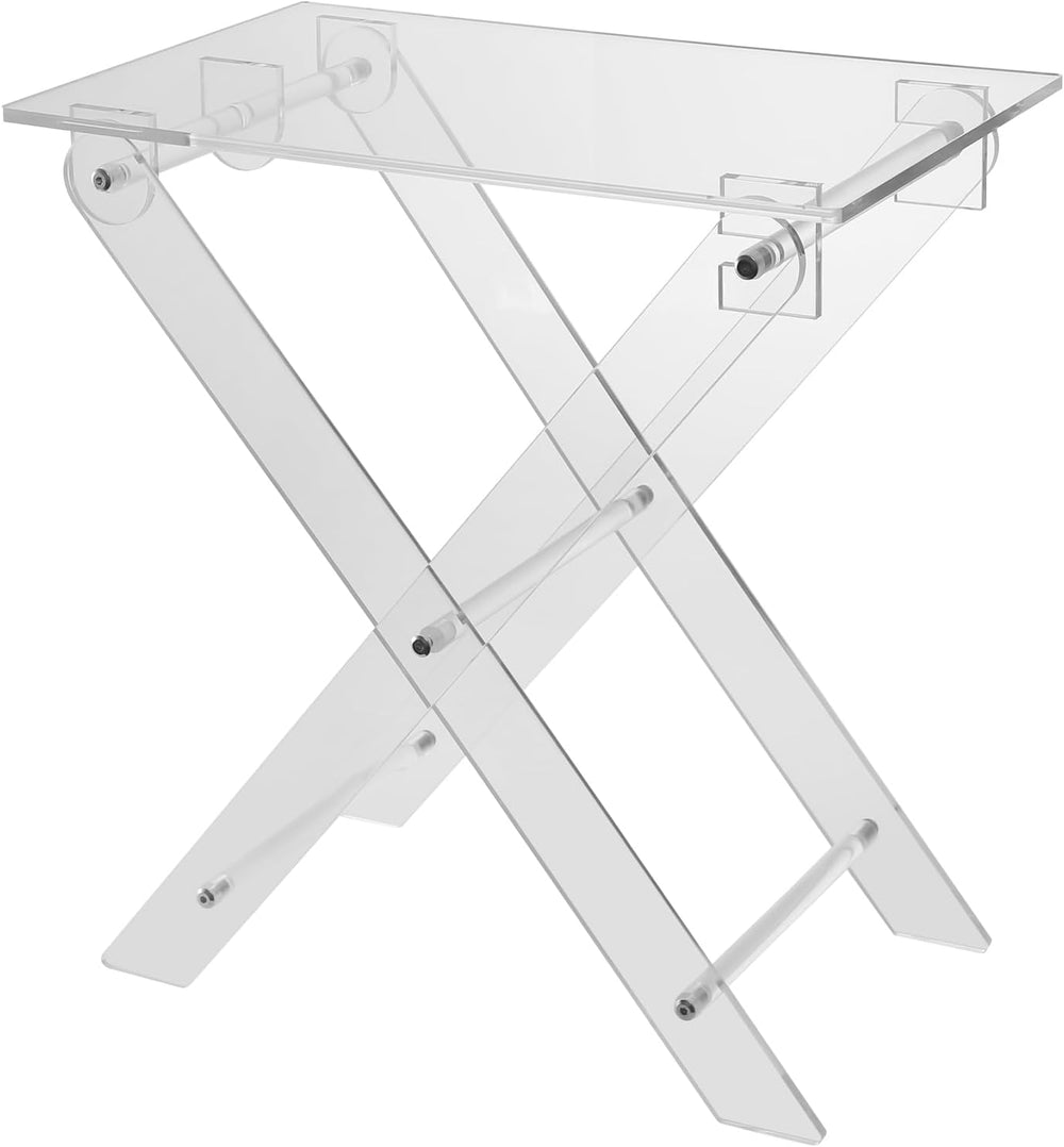 Acrylic Side Table, Folding Tv Tray Table Freestanding Foldable Tv Tray Table...