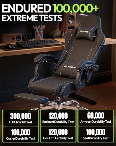 Dowinx Ergonomic Gaming Chair with Footrest & Massage Lumbar, 2D-Linkage ...