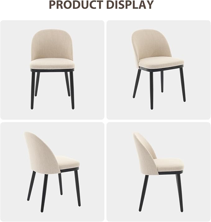 Wooden Dining Chairs Set of 2,Upholstered Kitchen Dining Room Chairs with Cur...