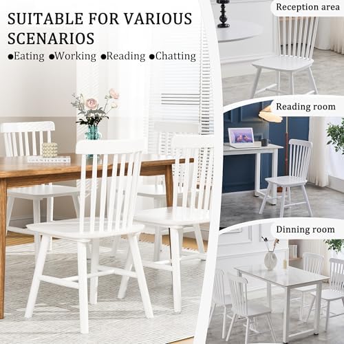 Dining Chairs Set of 6, Farmhouse Solid Wood Windsor Kitchen Chairs Set with ...