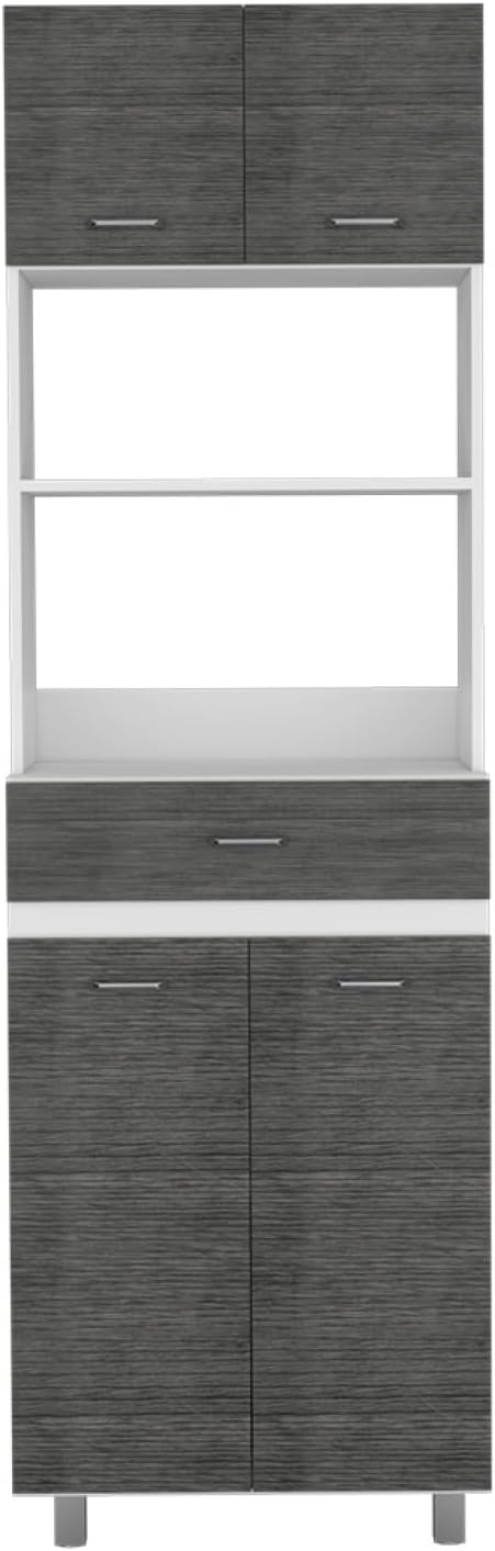 Caribe Microwave Cabinet, Double Door, One Drawer and One Shelf - White/Smoke...