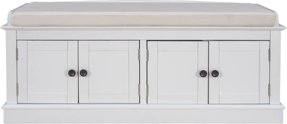 GDFStudio Jasd Storage Bench with 4 Doors and Adjustable Shelves, Removable C...