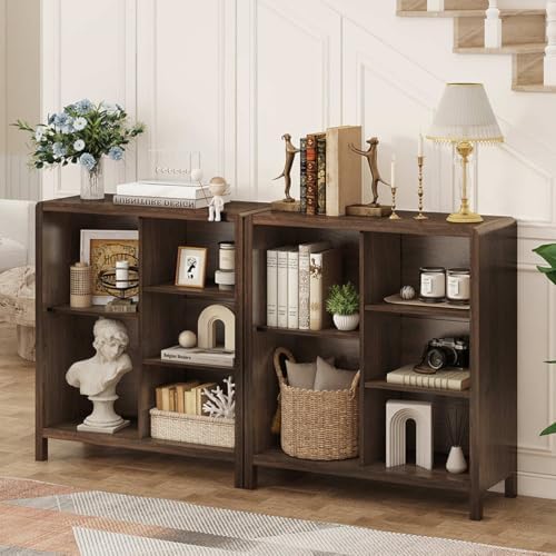 FATORRI 5 Cube Bookshelf, Wood Bookcase with 3 Adjustable Shelves, Farmhouse ...