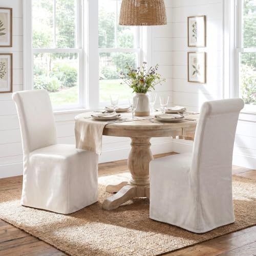 chairus Slipcovered Upholstered Parsons Dining Chairs Set of 4, Cream White