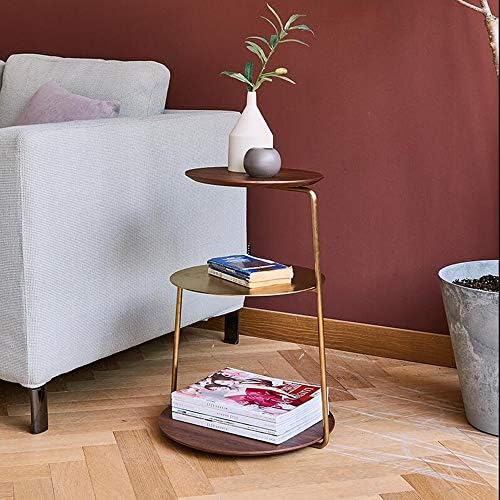Telephone Table, End Table,Black Walnut Stainless Steel Titanium-Plated Side ...