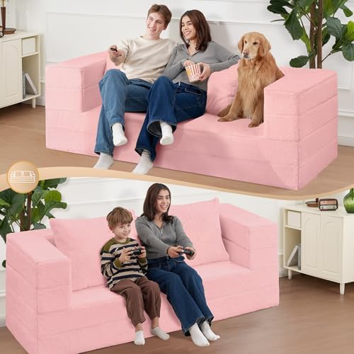 Futon Sofa Bed with Pillow, 3-in-1 Sleeper Sofa Bed with Removable Cover | Co...