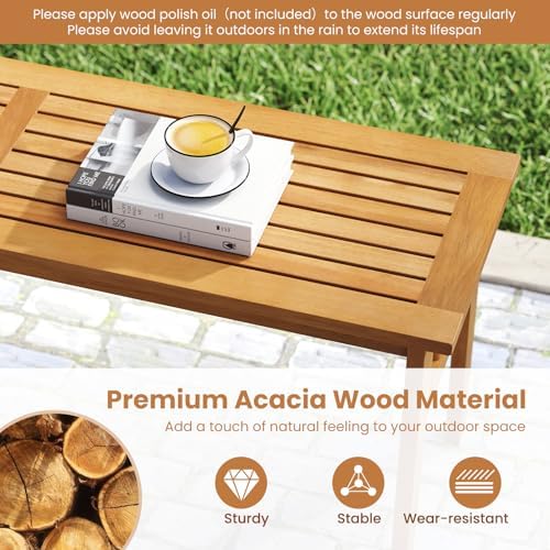 Tangkula 6 Pieces Patio Acacia Wood Dining Set, Outdoor Rectangular Table wit...