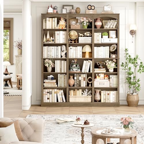 FACBOTALL 71" Triple Wide Bookshelf, 6 Tier Bookshelf, Large Arch Bookcase