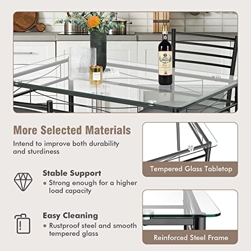 Tangkula 5 Pieces Dining Table Set for 4 Person, Kitchen Table Set, Black